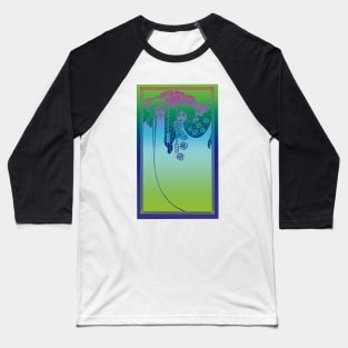 Art Nouveau Ladies (aqua on blue) Baseball T-Shirt